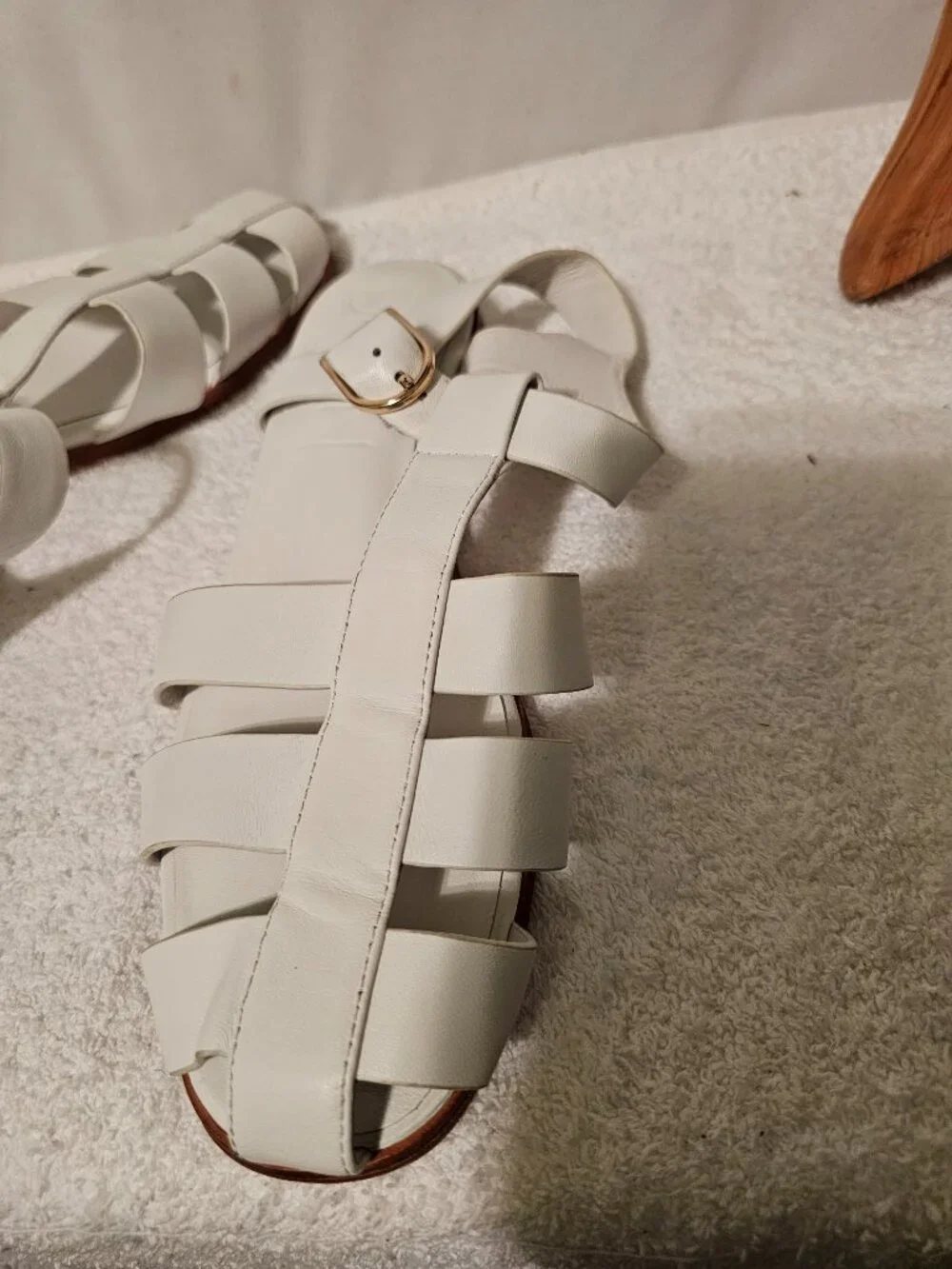 DELTAN Women's LEATHER FISHERMAN SANDALS WHITE Size 9.5